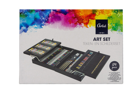 Paint drawing set in a wooden case 174 el.