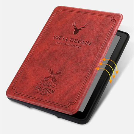 Etui magnetycznie zamykane Smart Motto futerał do Kindle Paperwhite 1/ 2/ 3, czerwone