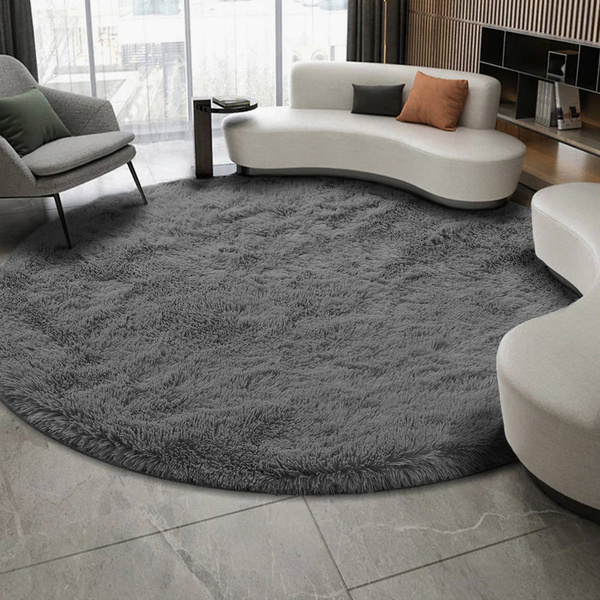Shaggy Strado 140x140 GreyNight round carpet (Dark Gray)