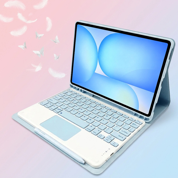 Etui z klawiaturą Bluetooth do Samsung Galaxy Tab S7 / S8 / S9 / S9FE / S10FE / S10 Lite, niebieskie - ochronne