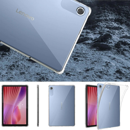Puzdro Silikónové na Lenovo Tab 10.1 2025, priehľadné - ochranné so stojanom, prístup k portom a tlačidlám