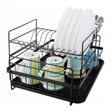 Two-level dish drainer with tray