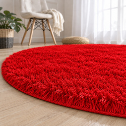 Dywan okrągły Shaggy 200x200 cm, jasny czerwony BloodyRed - pluszowy do salonu