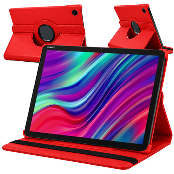 Etui obrotowe do Huawei MediaPad M5 Lite 10 z klapką i podstawką - czerwone
