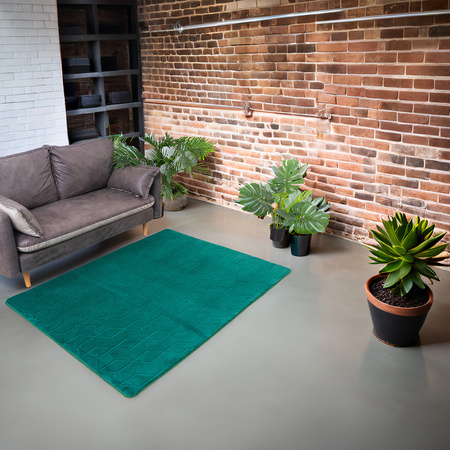 STRADO Rabbit 3D plush soft like rabbit anti-slip carpet 140x200 BottleGreen