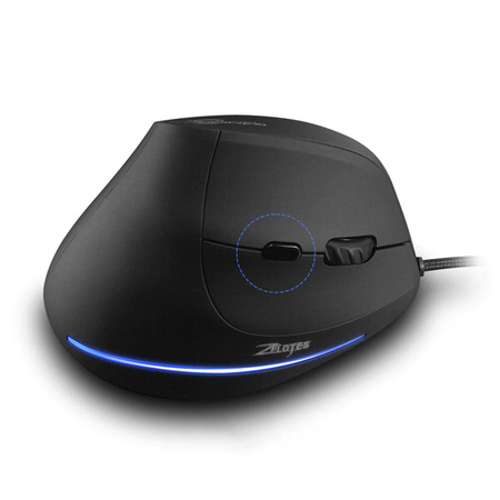 Pionowa myszka ergonomiczna wertykalna podświetlana LED USB Zelotes T20