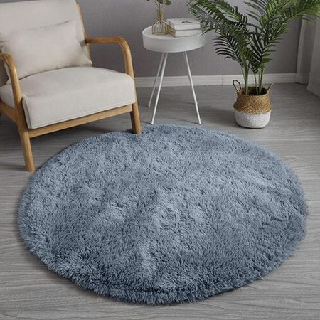 Shaggy Strado 300x300 SilverFur Round Carpet (Light Gray)