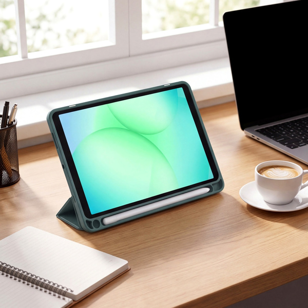 Etui Clear Pencil do Galaxy Tab A11+ 10.9 2025 X230/ X235/ X236 A9+ SM-X215/ X216, ciemnozielone