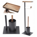 Metalowy stojak na papier toaletowy Szczotka toaletowa wolnostojąca półka, czarny