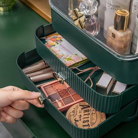 Casket organizer trunk for cosmetics jewelry (Bottle Green)