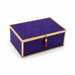 Szkatułka na biżuterię 18x13x7 cm organizer pudełko dekoracyjna pojemna welurowa fioletowa