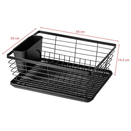 Dish Drainer Rack Black 36x30x14,5 cm