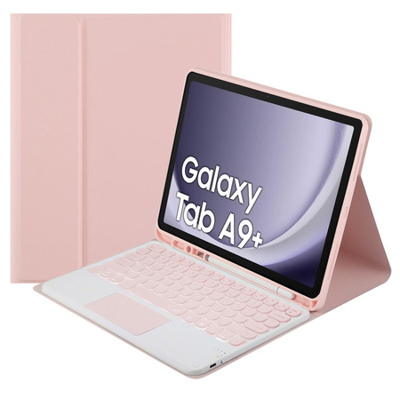 Puzdro farebné s klávesnicou na Galaxy Tab A9 Plus X210 / X215 / X216, ružové - ochranné