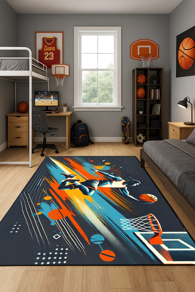 3D gaming carpet Strado BasketBall 140x200 cm modern with sports theme for youth room