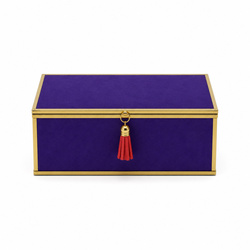 Szkatułka na biżuterię 18x13x7 cm organizer pudełko dekoracyjna pojemna welurowa fioletowa