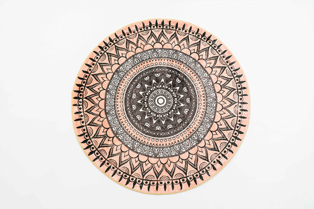 Dywan okrągły Novo 160x160 cm, beżowy Aztecki - pluszowy do salonu