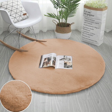 Dywan okrągły Rabbit 120x120 cm, beżowy LightCamel - pluszowy do salonu