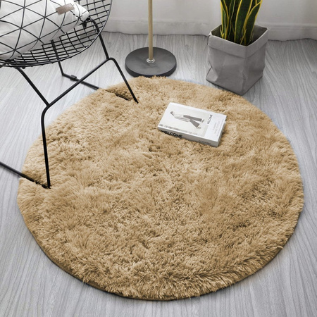 Shaggy Strado 160x160 round carpet CappuccinoCamel (Light brown)