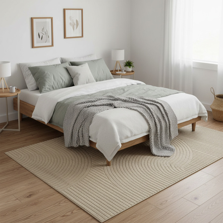 Dywan 160x230 do salonu pętelkowy duży japandi nowoczesny ciężki gruby POLO - Path Camel (Beżowy)