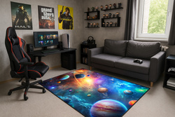 3D Strado Galaxy carpet 120x170 cm with space theme for youth room or gamer room