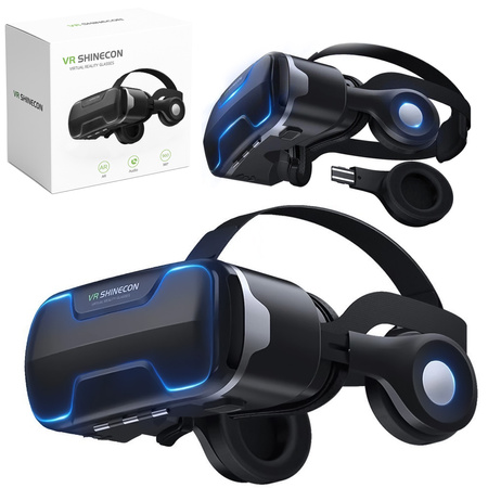 Okulary gogle 3D VR Shinecon G02ED do telefonu wbudowane słuchawki max 6,53