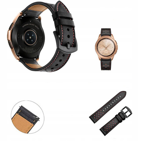 Pasek skórzany do Xiaomi Amazfit Bip / Gts / GTS2 / Gtr 42mm elegancki bransoleta, czarny - wymienny