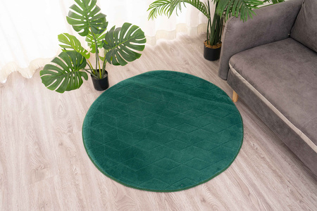 STRADO round Rabbit 3D plush soft like rabbit anti-slip carpet 160 BottleGreen