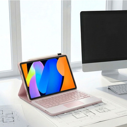 Etui z klawiaturą do Lenovo Idea Tab 11 2025, różowe - ochronne z podstawką