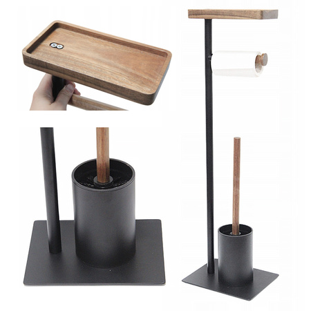  Metal toilet paper rack 3in1 toilet brush free standing shelf