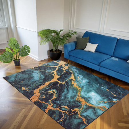 NOVO Strado modern carpet for living room marble pattern velvet Malachite 140x200 cm