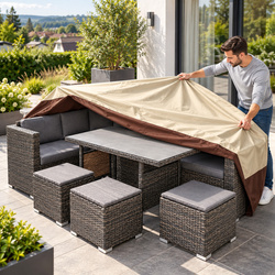 Pokrowiec na meble ogrodowe 308x138x89 cm wodoodporny UV beżowo-brązowy