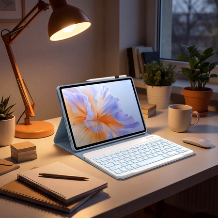 Puzdro s klávesnicou Bluetooth na Redmi Pad 2 Pro 2025, modré - ochranné so stojanom