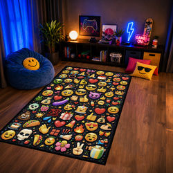 Dywan gamingowy 100x150 dla gracza mata pod fotel antypoślizgowy Emoji 3D