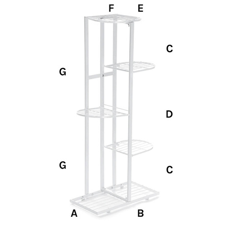 Standing metal flower pot for 6 flower pots - white