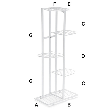 Kwietnik metalowy stojący na 6 doniczek kwiatów – biały