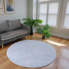STRADO round Rabbit 3D plush soft like rabbit anti-slip carpet 120 Silver
