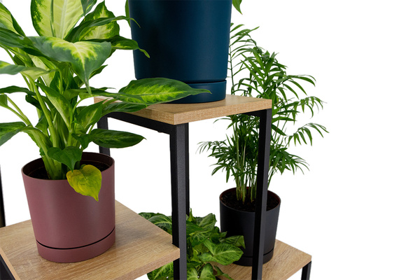 PANORAMA 6 level metal standing flower stand - elegant flower and plant stand OAK
