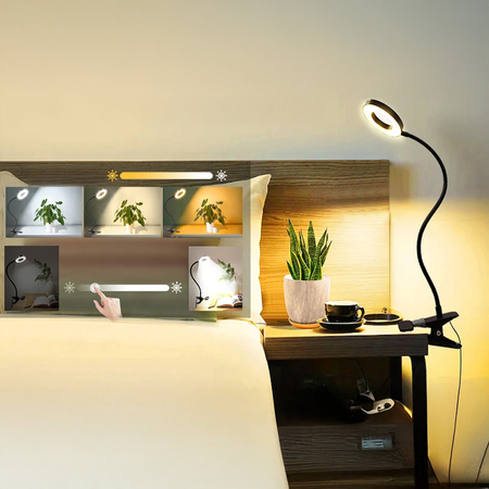 Lampa stolová LED z klipom DML5, čierny
