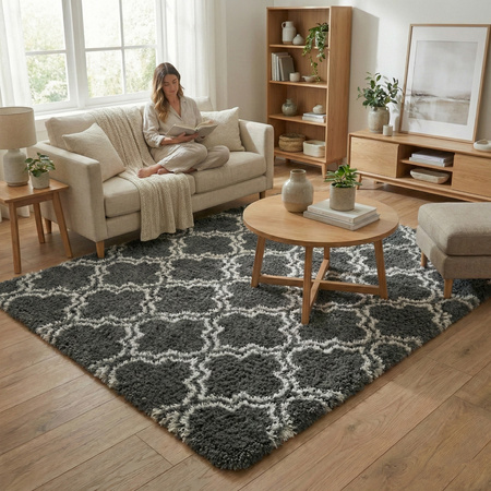 Dywan do salonu shaggy DECOR antypoślizgowy miękki puszysty modny 200x250 Grey Lantern