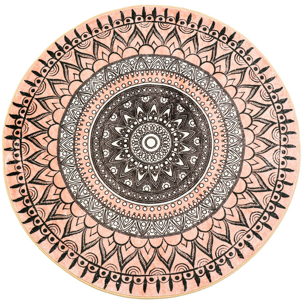NOVO Strado round rug modern beige torte pattern for living room Aztec 160x160 cm