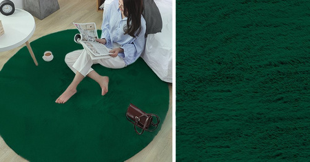 Rabbit Strado 90x90 BottleGreen round rug (Green)