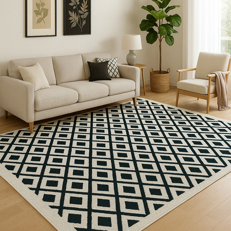 Dywan 160x230 do salonu pętelkowy duży japandi nowoczesny ciężki gruby POLO - Chessboard (Szary)