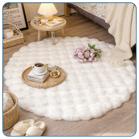 Okrúhly koberec Rabbit Bubble 120 cm, biely - plyšový, mäkký do obývačky a spálne