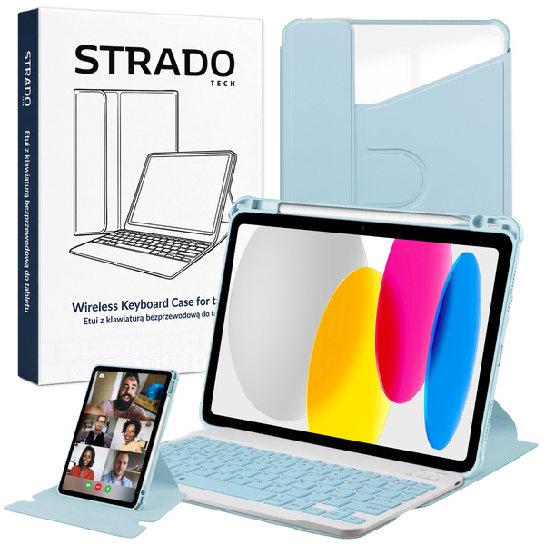 Puzdro 360 s klávesnicou na Apple iPad 10.9 2022 Gen. 10 / 11 2025 A16 Gen. 11 / Apple iPad 11 2025 / Apple iPad 10 2024, modré - ochranné
