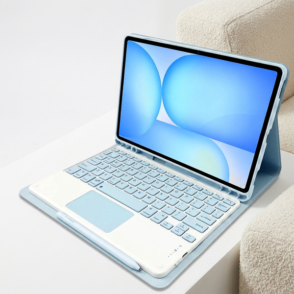 Etui z klawiaturą Bluetooth do Samsung Galaxy Tab S7 / S8 / S9 / S9FE / S10FE / S10 Lite, niebieskie - ochronne
