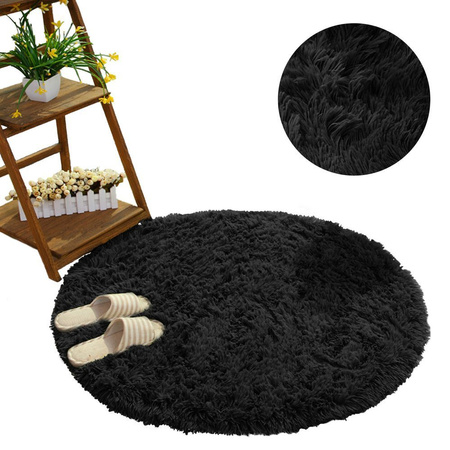 Shaggy Strado 150x150 BlackSky round carpet (Black)