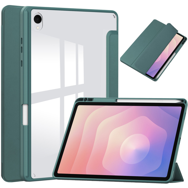 Puzdro Clear Pencil na Samsung Galaxy Tab S11 11 SM SMX736 s klapkou, zelené - ochranné