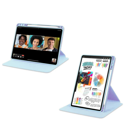 Puzdro otočné Clear na Lenovo Idea Tab 11 2025, modré - ochranné so stojanom
