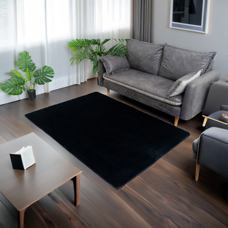 STRADO Rabbit 3D plush soft like rabbit anti-slip carpet 200x300 Black