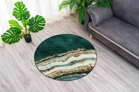 Round carpet NOVO Strado modern for living room marble pattern velvet GoldBank 90x90 cm
